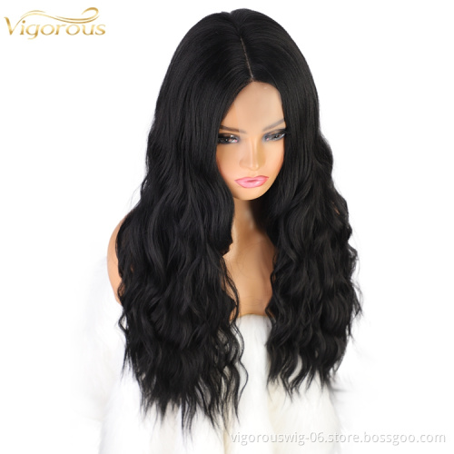 Vigorous Factory wholesale cheap lace wig Lace front synthetic wigs For Black woman Long Body Wave Kinky Curly Hair